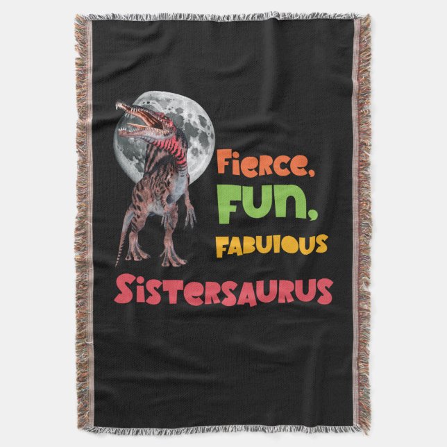Sistersaurus Matchande Systrar Dino-lag Design Filt (Framsidan Vertikal)