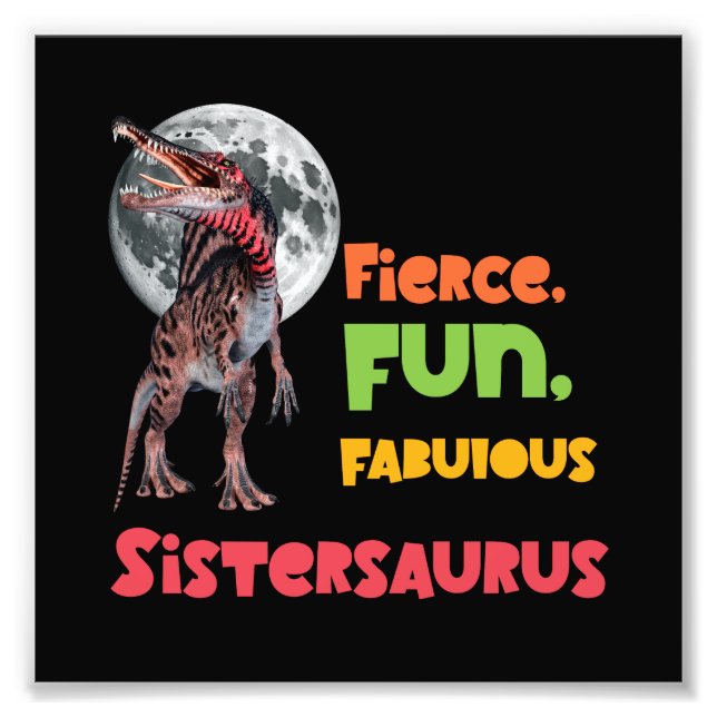 Sistersaurus Matchande Systrar Dino-lag Design Fototryck (Framsidan)