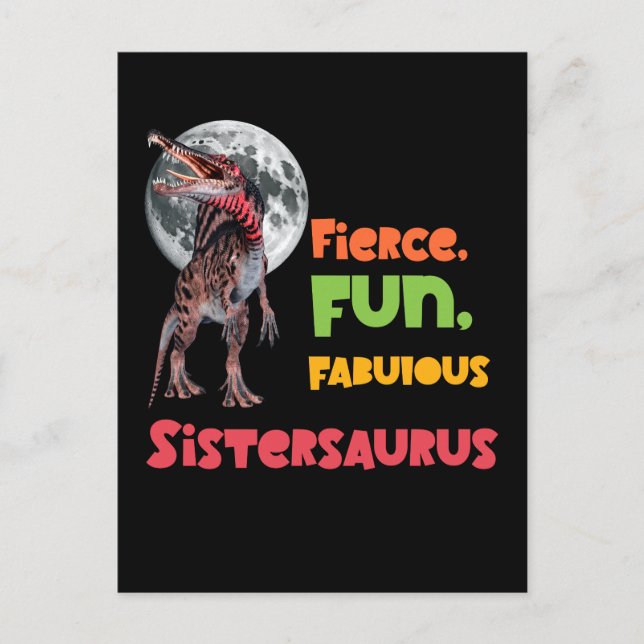 Sistersaurus Matchande Systrar Dino-lag Design Helg Vykort (Framsida)