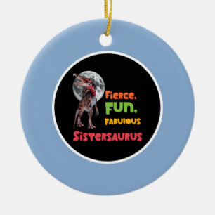 Sistersaurus Matchande Systrar Dino-lag Design Julgransprydnad Keramik