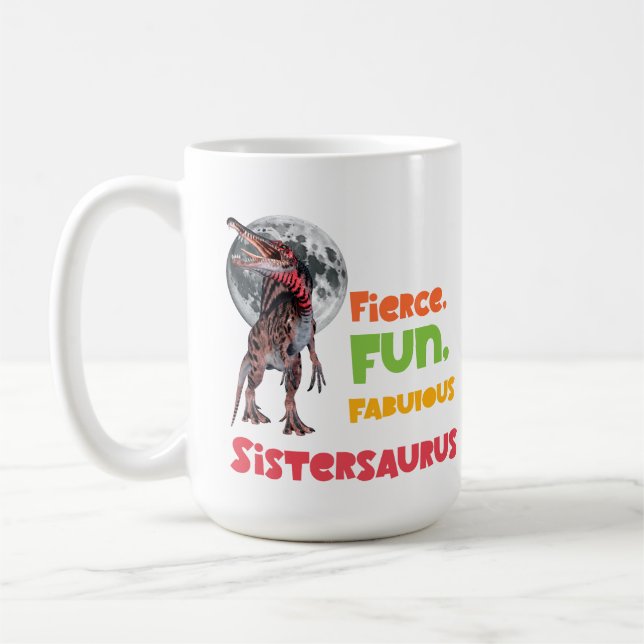 Sistersaurus Matchande Systrar Dino-lag Design Kaffemugg (Vänster)