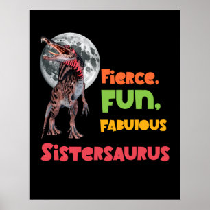 Sistersaurus Matchande Systrar Dino-lag Design Poster