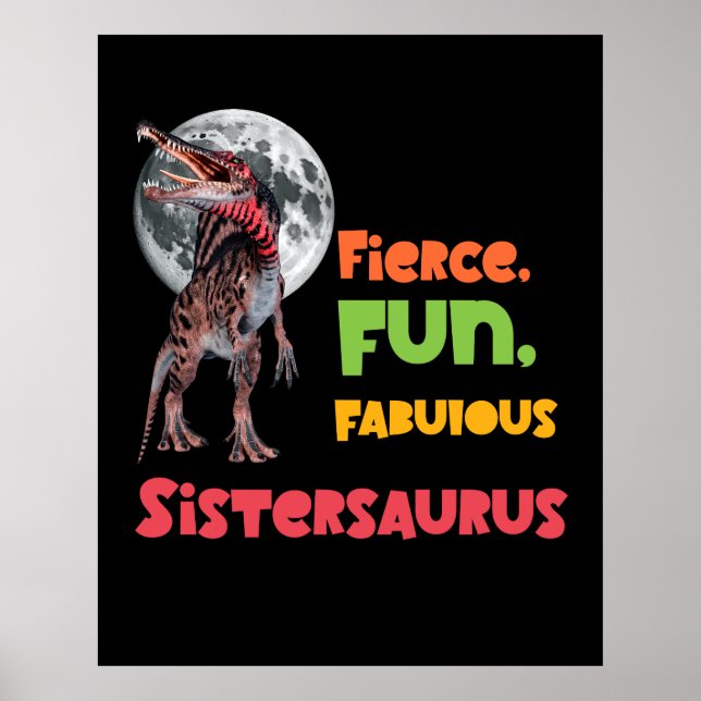 Sistersaurus Matchande Systrar Dino-lag Design Poster (Framsidan)