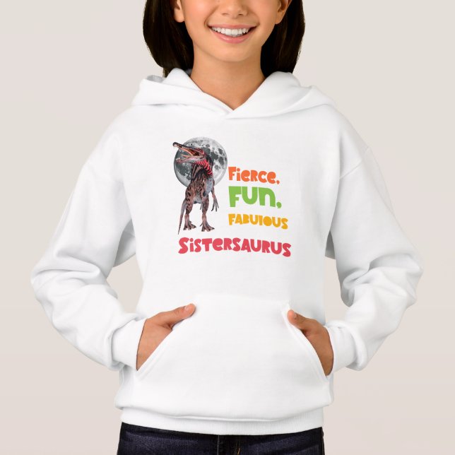 Sistersaurus Matchande Systrar Dino-lag Design T Shirt (Framsida)