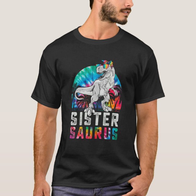 Sistersaurus Rex Dinosaur Sister Saurus Familjemat T Shirt (Framsida)