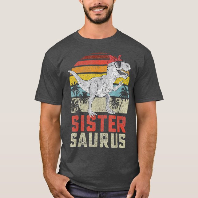 Sistersaurus t Rex Dinosaur Sister Saurus Familj Shirt (Framsida)
