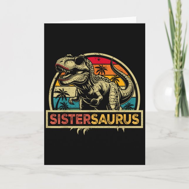 Sistersaurus T Rex Dinosaur Syster Saurus Familj M Kort (Framsida)