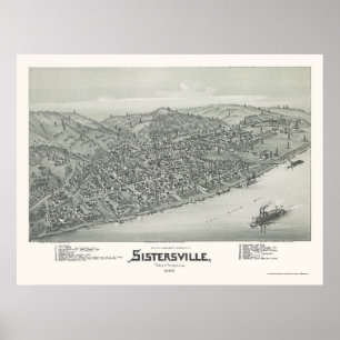 Sistersville panorama- karta för WV - 1896 Poster