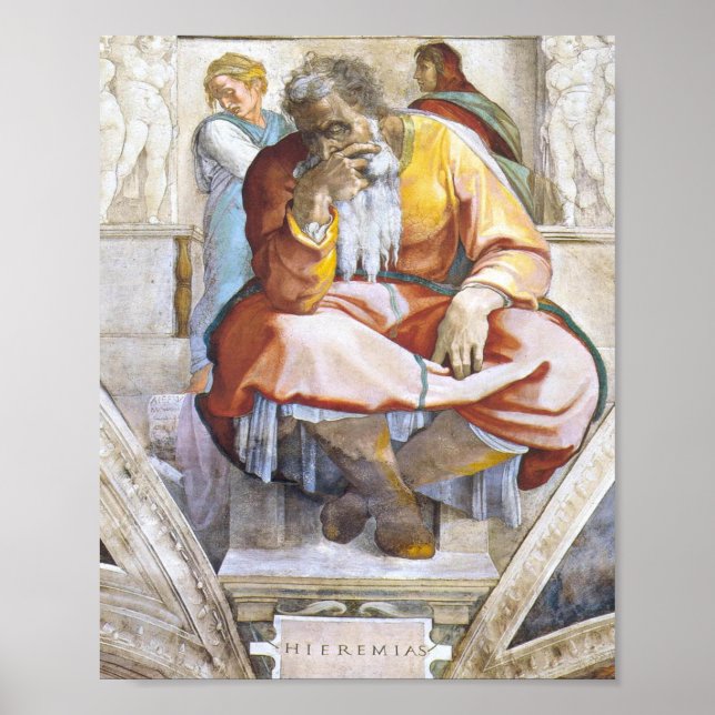 Sistine Chapel Ceiling Jeremiah av Michelangeo Poster (Framsidan)