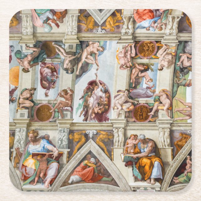 Sistine Chapel Michelangelo - Vatican, Rom, Italie Underlägg Papper Kvadrat (Framsidan)