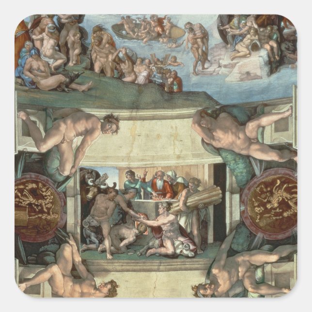 Sistine Chapel-tak Fyrkantigt Klistermärke (Framsida)