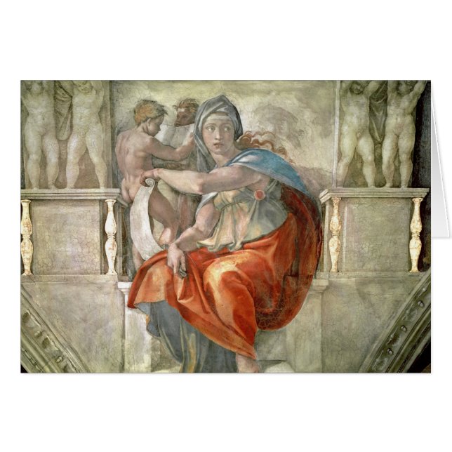 Sistine kapelltak: Delphic Sibyl Hälsningskort (Framsidan Horizontal)