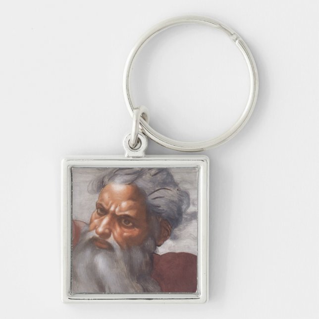 Sistine kapelltak fyrkantig silverfärgad nyckelring (Framsidan)