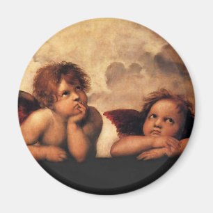 Sistine Madonna 2 Änglar av Raphael Magnet