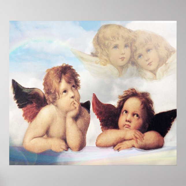 Sistine Madonna 2 Änglar av Raphael Poster (Framsidan)