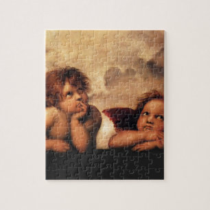 Sistine Madonna 2 änglar vid Raphael Pussel