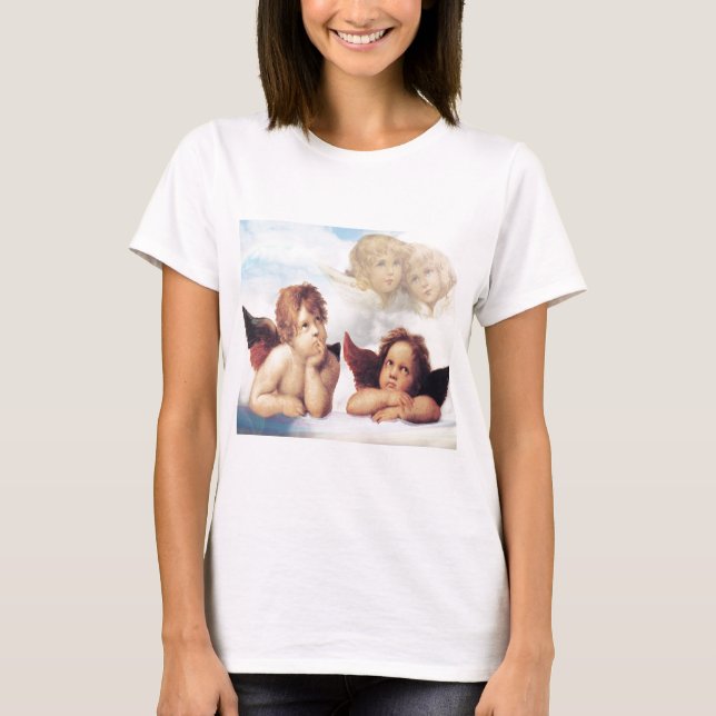Sistine Madonna 2 änglar vid Raphael T-shirt (Framsida)