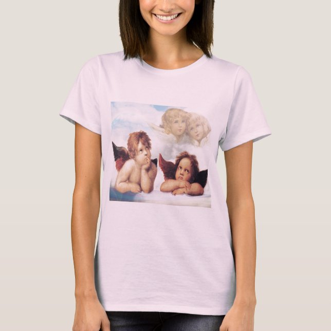 Sistine Madonna 2 änglar vid Raphael T-shirt (Framsida)