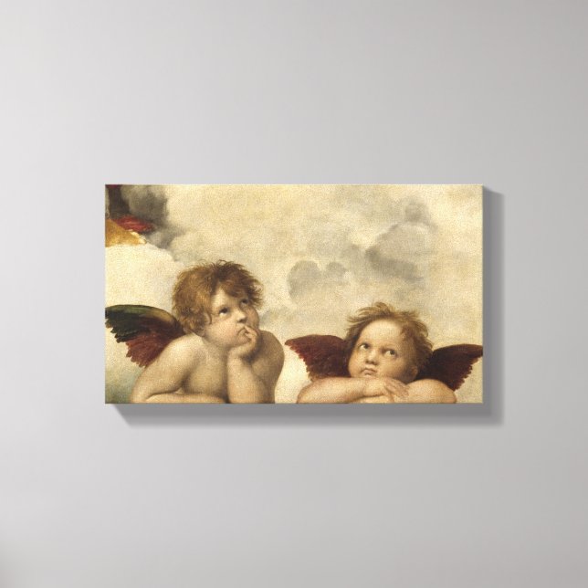 Sistine Madonna Änglar av Raphael Canvastryck (Framsida)