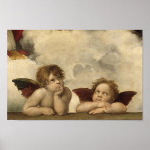 Sistine Madonna Änglar av Raphael Poster