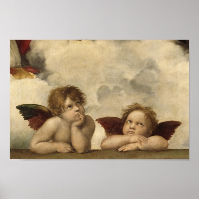 Sistine Madonna Änglar av Raphael Poster (Framsidan)