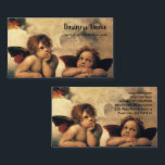 Sistine Madonna Änglar av Raphael Raffaello Visitkort<br><div class="desc">Sistine Madonna (uppgifter) (nr 1512-1514). Konstnär: Raphael Sanzio (1483-1520) eller enbart Raphael eller Raffaello. Sistine Madonna (detalj) är en vintage Renaissance bra art religiösa porträtt,  med två änglar som tittar uppåt mot molnen och himlen.</div>