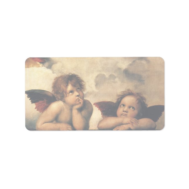 Sistine Madonna Änglar av Raphael Sanzio Adressetikett (Framsidan)