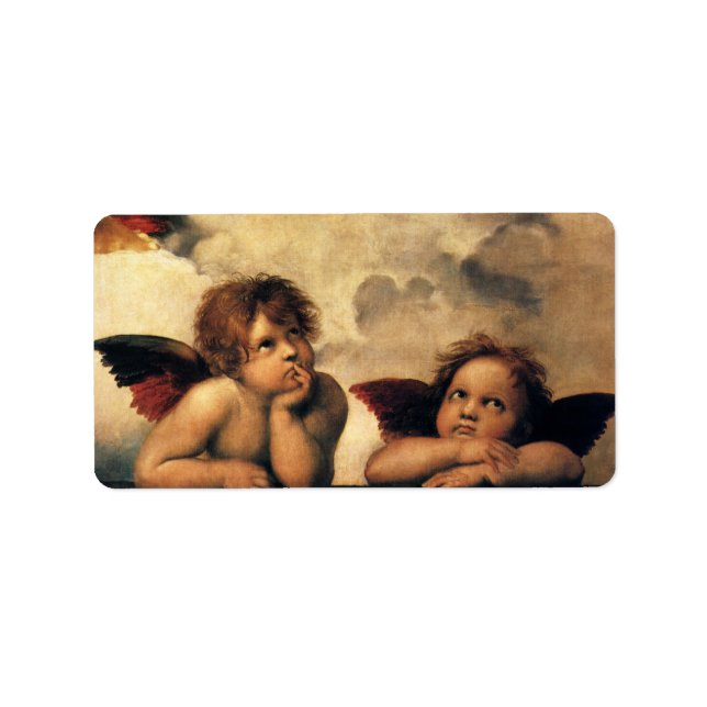 Sistine Madonna Änglar av Raphael Sanzio Adressetikett (Framsidan)