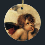 Sistine Madonna Änglar av Raphael Sanzio Julgransprydnad Keramik<br><div class="desc">Sistine Madonna (uppgifter) (nr 1512-1514). Konstnär: Raphael Sanzio (1483-1520) eller enbart Raphael eller Raffaello. Sistine Madonna (detalj) är en vintage Renaissance bra art religiösa porträtt,  med två änglar som tittar uppåt mot molnen och himlen.</div>