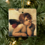 Sistine Madonna Änglar av Raphael Sanzio Julgransprydnad Keramik<br><div class="desc">Sistine Madonna (uppgifter) (nr 1512-1514). Konstnär: Raphael Sanzio (1483-1520) eller enbart Raphael eller Raffaello. Sistine Madonna (detalj) är en vintage Renaissance bra art religiösa porträtt,  med två änglar som tittar uppåt mot molnen och himlen.</div>