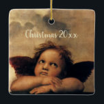 Sistine Madonna Änglar av Raphael Sanzio Julgransprydnad Keramik<br><div class="desc">Sistine Madonna (uppgifter) (nr 1512-1514). Konstnär: Raphael Sanzio (1483-1520) eller enbart Raphael eller Raffaello. Sistine Madonna (detalj) är en vintage Renaissance bra art religiösa porträtt,  med två änglar som tittar uppåt mot molnen och himlen.</div>