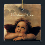 Sistine Madonna Änglar av Raphael Sanzio Julgransprydnad Keramik<br><div class="desc">Sistine Madonna (uppgifter) (nr 1512-1514). Konstnär: Raphael Sanzio (1483-1520) eller enbart Raphael eller Raffaello. Sistine Madonna (detalj) är en vintage Renaissance bra art religiösa porträtt,  med två änglar som tittar uppåt mot molnen och himlen.</div>