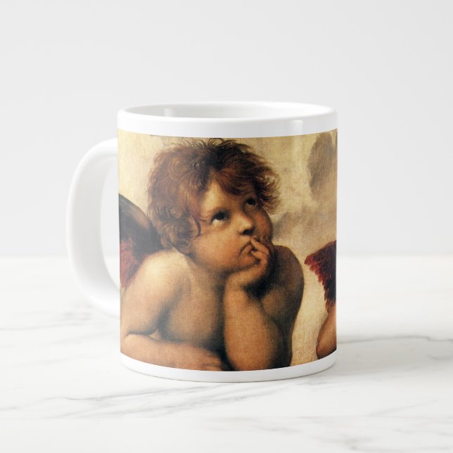 Sistine Madonna Änglar av Raphael Sanzio Jumbo Mugg (Framsida vänster)
