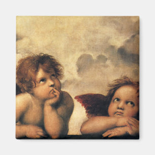 Sistine Madonna Änglar av Raphael Sanzio Magnet