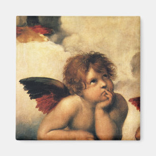 Sistine Madonna Änglar av Raphael Sanzio Magnet