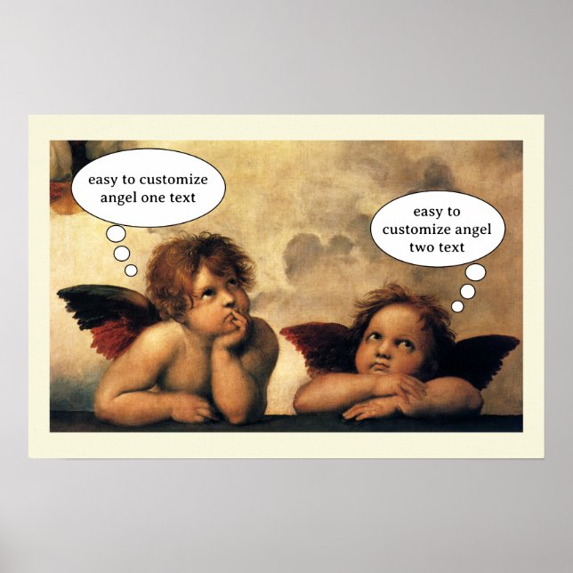 Sistine Madonna Änglar av Raphael Sanzio Poster (Framsidan)