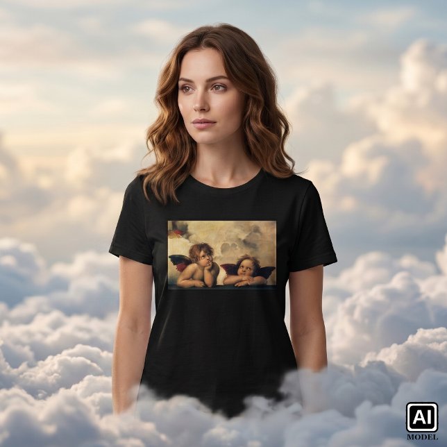 Sistine Madonna Änglar av Raphael Sanzio Tee (Sistine Madonna (detail) by Raphael is a vintage Renaissance fine art religious portrait painting.)