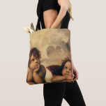 Sistine Madonna Änglar av Raphael Sanzio Tygkasse<br><div class="desc">Fin tote bags som är övertryckt! Finns i två stilar och två storlekar! Sistine Madonna (uppgifter) (nr 1512-1514). Konstnär: Raphael Sanzio (1483-1520) eller enbart Raphael eller Raffaello. Sistine Madonna (detalj) är en vintage Renaissance bra art religiösa porträtt,  med två änglar som tittar uppåt mot molnen och himlen.</div>