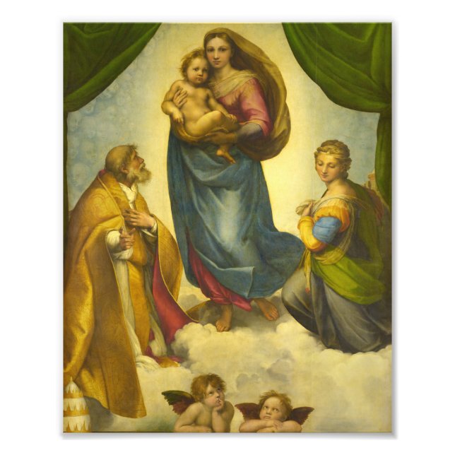 Sistine Madonna av Raphael Fototryck (Framsidan)
