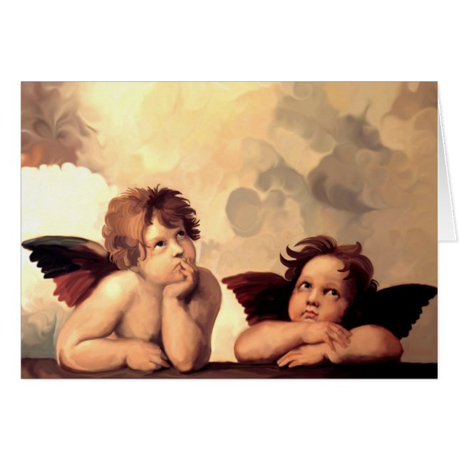 Sistine Madonna Cherubs Raffaelo Sanzio Hälsningskort (Framsidan Horizontal)