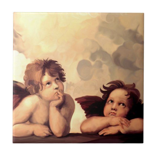 Sistine Madonna Cherubs Raffaelo Sanzio Kakelplatta (Framsidan)