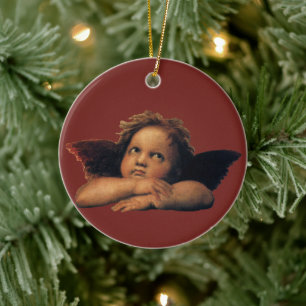 Sistine Madonna, närmare uppgifter om Änglar, utfö Julgransprydnad Keramik