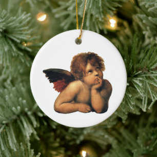 Sistine Madonna, närmare uppgifter om Änglar, utfö Julgransprydnad Keramik