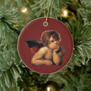 Sistine Madonna, närmare uppgifter om Änglar, utfö Julgransprydnad Keramik