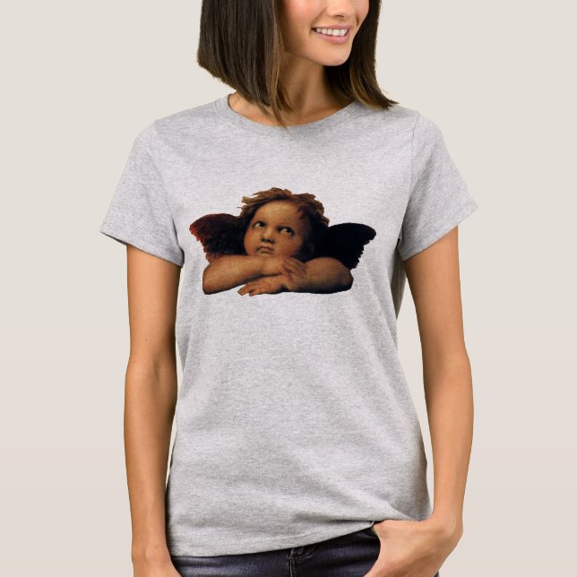 Sistine Madonna, närmare uppgifter om Änglar, utfö T Shirt (Framsida)