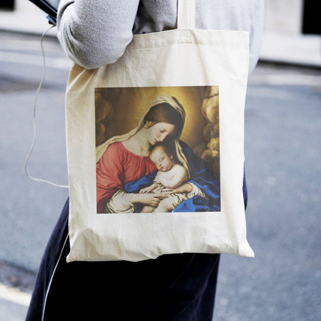 Sistine Madonna och Child Tote Bag Giovanni Salvi Tygkasse (Skapare uppladdad)