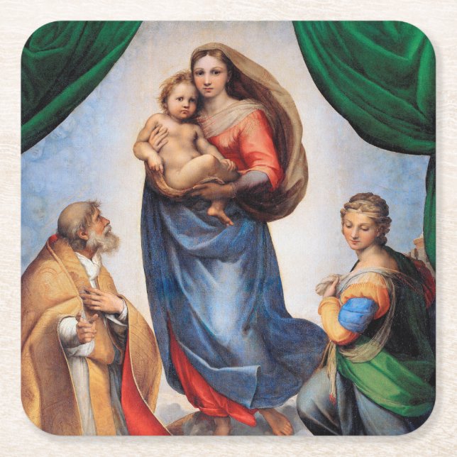 Sistine Madonna, Raphael Underlägg Papper Kvadrat (Framsidan)