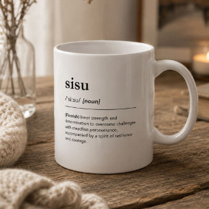 Sisu definition Finskt Ord Typografi Kaffemugg