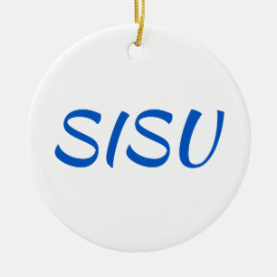SISU-ornament (rundad)Vit; Finskt prydnadsföremå Julgransprydnad Keramik