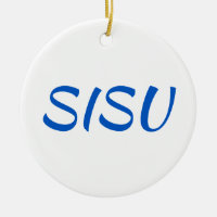 SISU-ornament (rundad)Vit; Finskt prydnadsföremål)